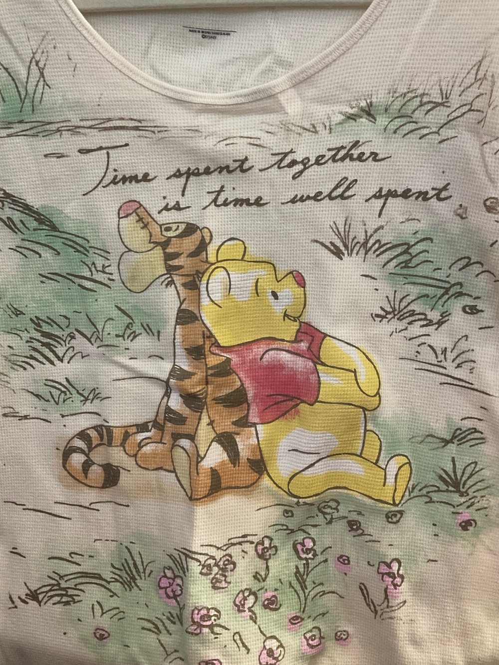 Disney Cotton Waffle Knit Winnie the Pooh Graphic Top•NWOT • 24"p2p, 27" length - Picture 3 of 4